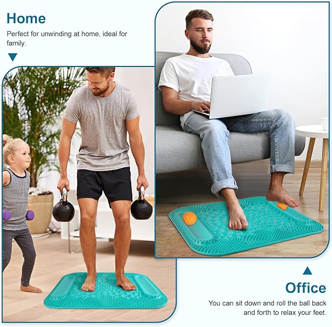 Atsuwell Acupressure Foot Massage Mat, 5-Zone Reflexology Mat with Dual Massage Ball Tracks, Portable Foot Pressure Point Pad for Stress Relief, Arch & Heel Pain, Home & Gym Use, 20.1'' x 17 ''