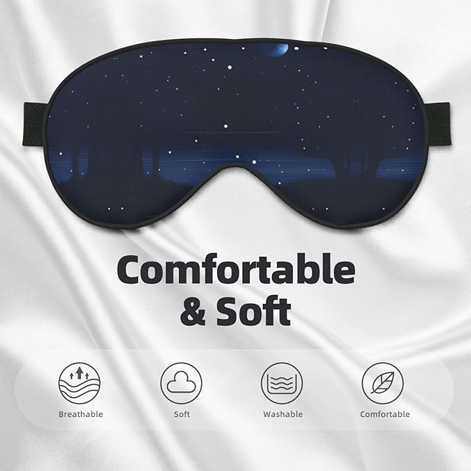 Dark Blue Night View Head-Mounted Double-Sided Light-Blocking Sleeping Eye mask to Protect Eyes and Relieve Eye Fatigue