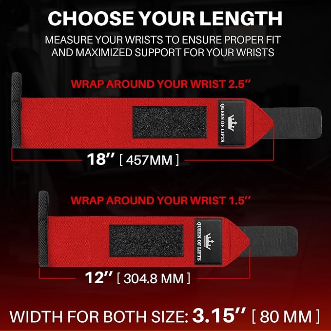 TECEUM Weightlifting 18" & 12" Wrist Wraps with Thumb Loop – Heavy Duty Wrist Workout Braces for Men and Women – Ideal for Powerlifting, Strength Training, Bodybuilding