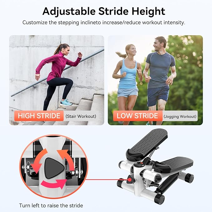 Steppers for Exercise at Home, Mini Stepper with Resistance Bands for Full Body Workout, Portable Stair Stepper for Home, Smooth and Quiet, Stepper Machine with LCD Monitor