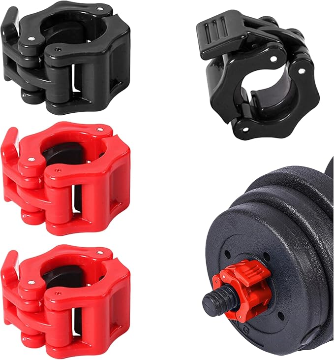 4 Pack Dumbbell Barbell Clamps 30mm, Quick Release Weight Bar Collars, Secure Locking Barbell Clips for Weightlifting, Workout, Strength Training & Fitness Accessories