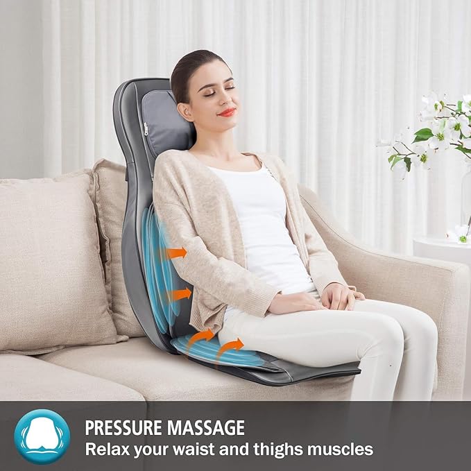 COMFIER Massager Chair with Heat, Shiatsu Neck Back Massager Portable with Compression & Rolling,Massage Chair Pad for Neck & Back for Muscle Tension Relief