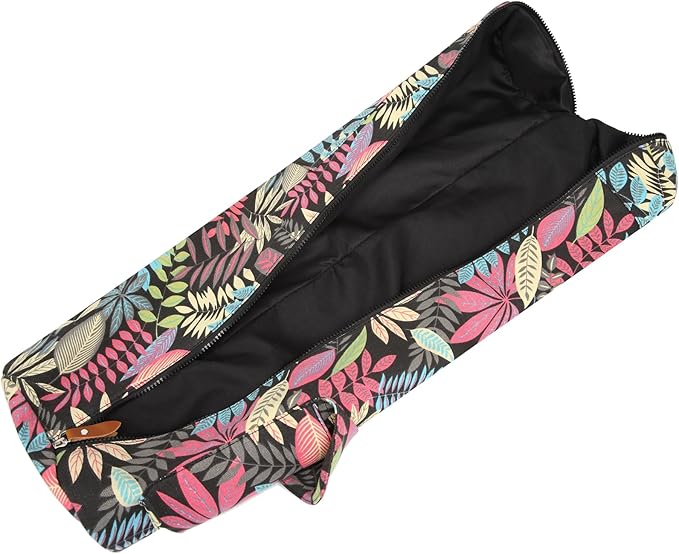 Canvas Yoga Mat Bag with Adjustable Strap & Pockets, Full-Zip Travel Gym Tote for Women & Men, Fits 1/4" & 1/3" Thick Mats, Lightweight Carrier for Yoga, Studio, Workout, Outdoor Use