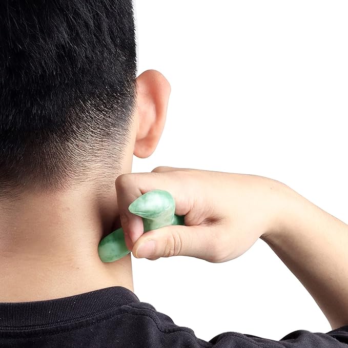 Deep Tissue Trigger Point Massage Tool - Natural Jade Gua Sha Acupuncture Scraping Stone - Foot Reflexology Acupressure Point Massager for Full Body Relax, Muscles Soreness and Pain Relief