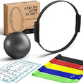 Pilates Kit, Pilates Ring and Ball Set with 5-Level Resistance Bands for Core Strength, Stretching, Toning & Full Body Home Workout Pilates Equipment