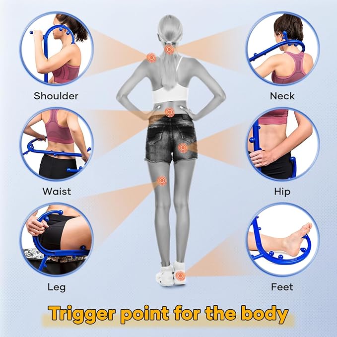 Back Hook Trigger Point Massager Tool, Handhold for Back Neck Shoulder Pain Relief, Deep Muscle Knots Massage for Women Men