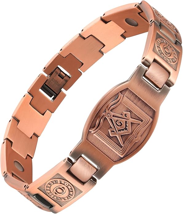 Magnetic Bracelet and Ring Set for Men, 99.99% Pure Copper Jewelry, Adjustable Cross & Celtic Knot Design, Gift for Dad