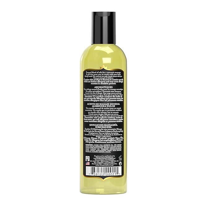 KAMA SUTRA Aromatics Massage Oil Sweet Almond – 8oz - Rich Blend of Oils - Sore Joint & Muscle Massage Oil for Body - Natural Therapy Oil - Warming, Sensual Massage for Couples, Women, and Men
