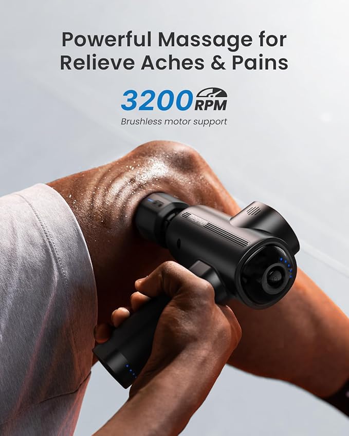 RENPHO Active Thermacool Deluxe Massage Gun Deep Tissue with Charging Stand, Back Massager with Heat and Cold Head, Percussion Body Muscle Masajeador for Athletes Pain Relief
