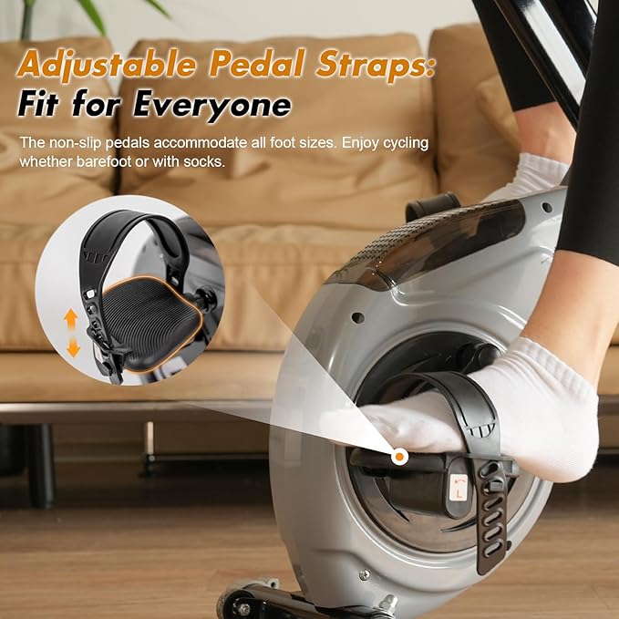 TOUSAINS Folding Exercise Bike - 8-Level Magnetic Stationary Bike with Pulse Rate, Large Tablet Holder & X-Bike Design, Compact Indoor Workout Bike for Home Gym, Seniors & Knee Recovery, 265lbs Weight Capacity