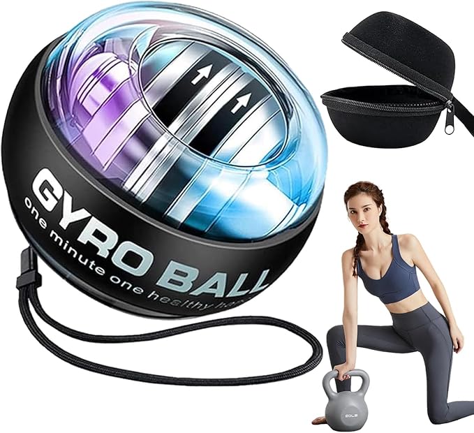 2026 New Curaball Torque Ball, Curaball Hand Exerciser, Gyro Ball with LED Lights and Portable Case, Hand Gripper Strengthener, Grip Strength Trainer for Strengthen Arms,Bones and Muscle