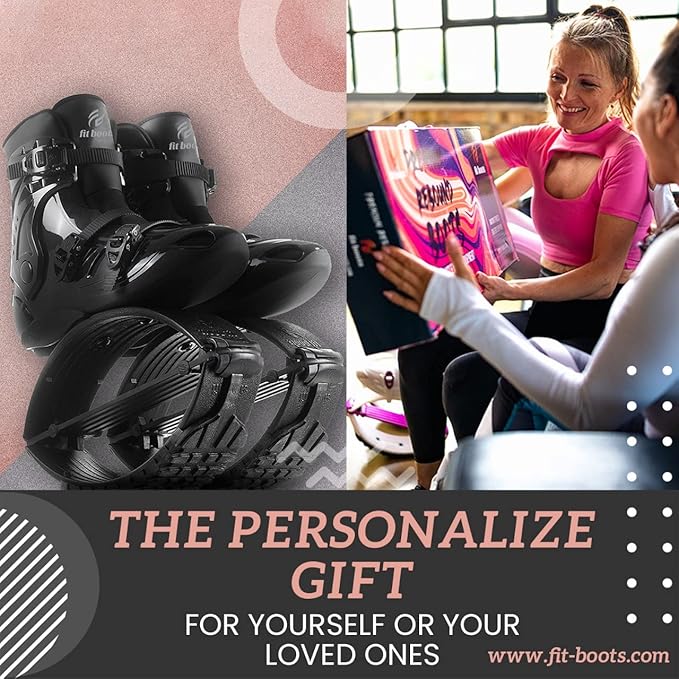 FIT BOOTS for Women Exercise - Premium Moon Shoes for Jumping, Kangaroo Shoes for Training, Cardio & Fun, Joint-Friendly, Rebounder Jumps Boots for Adults & Kids, Bouncy Workout (Women-Black)