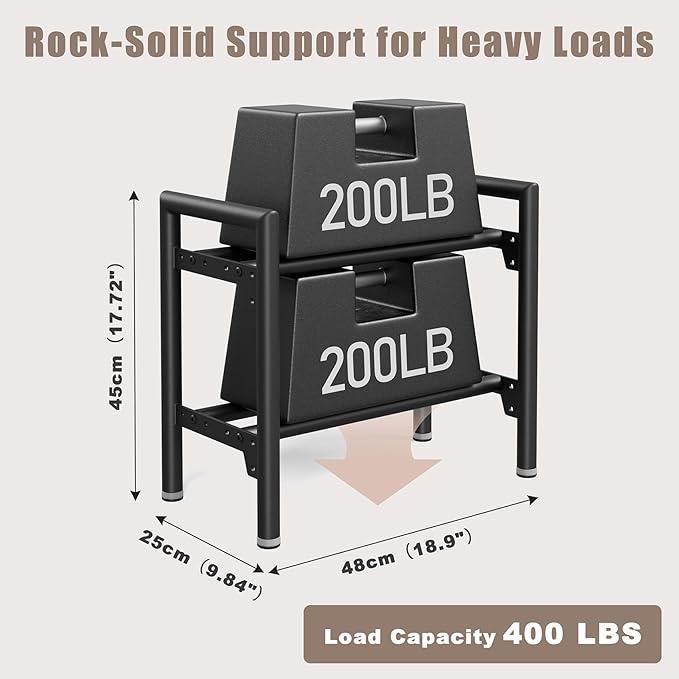 Dumbbell Rack Stand Only, 400LBS Capacity Weight Rack for Home Gym Storage, Adjustable Weight Storage Racks, Heavy-Duty Kettlebell Rack ﻿