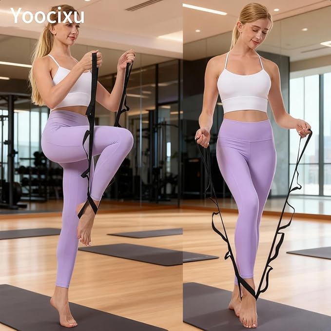 Yoga Straps for Stretching, Non-Elastic Stretch Band with 10 Loops, Durable Flexibility Strap for Physical Therapy, Pilates, Exercise, Home Workout, Gymnastics, Stretching Aid for Women & Men