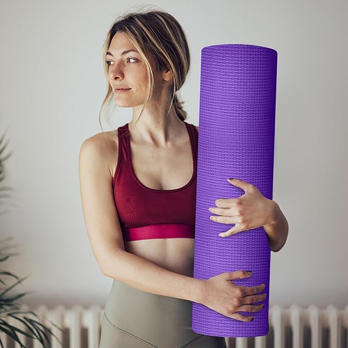 Yoga Mat Thick, 70x23 Inches High Density Non-Slip Anti-Tear Extra Thick Exercise Mat with Carrying Strap,Soft Black Exercise Mats for Gym,Pilates,Stretching,Exercise,Fitness,Home Workout