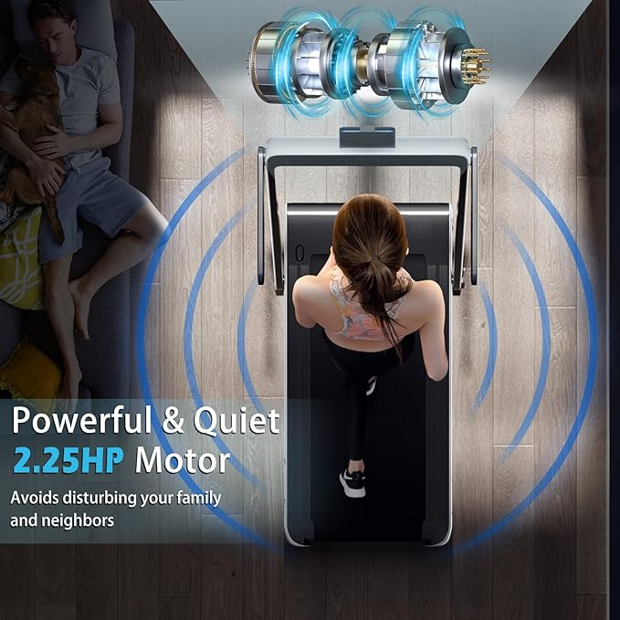 Goplus 2 in 1 Folding Treadmill, 2.25HP Superfit Under Desk Electric Treadmill, Installation-Free with Remote Control, APP Control and LED Display, Walking Jogging for Home Office