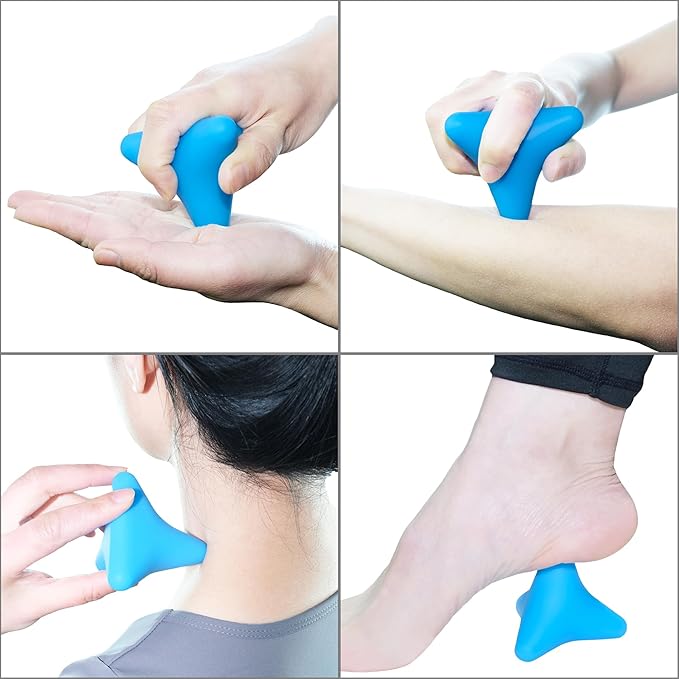 Manual Trigger Point Massage Tool. Small Massager Ball for Deep Tissue Myofascial Release Physical Therapy Foot Plantar Fasciitis Pain Relief Muscle Knot Psoas Hip Flexor Iliacus Release 3×2.6″(Blue)