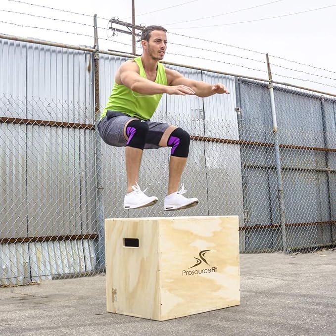 ProsourceFit 3-in-1 Wood Plyometric Jump Box For Cross Conditioning, Agility, Vertical Jump Training & Plyo Workouts