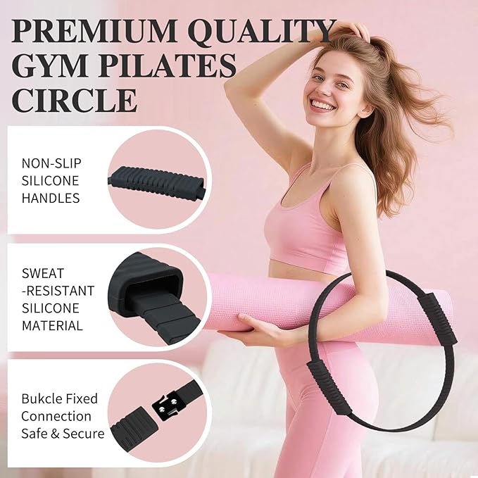 13 PCS Pilates Equipment Kit for Women,Pilates Ring and Ball Set with Resistance Bands,Core Sliders, Socks, Bag & Guide for Starter Home Workout Fitness Gym Essentials
