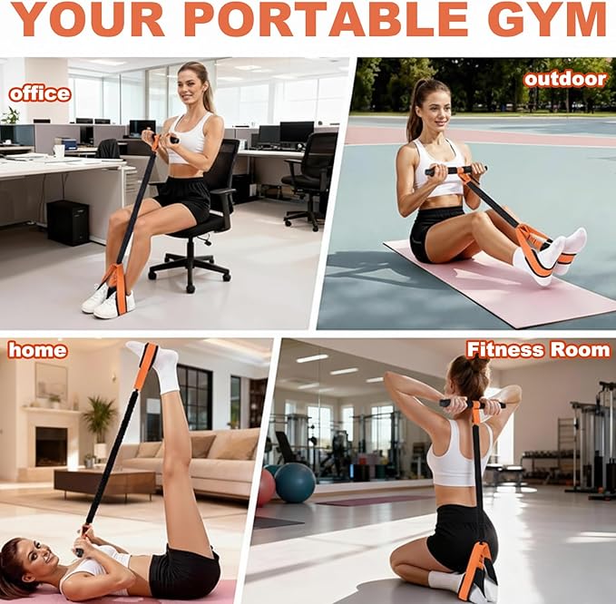 Pedal Resistance Band with Handle, Orange Resistance Bands for Working Out, Full-Body Resistance Training Equipment for Home Fitness, Exercise Band with Handles for Legs and Arms