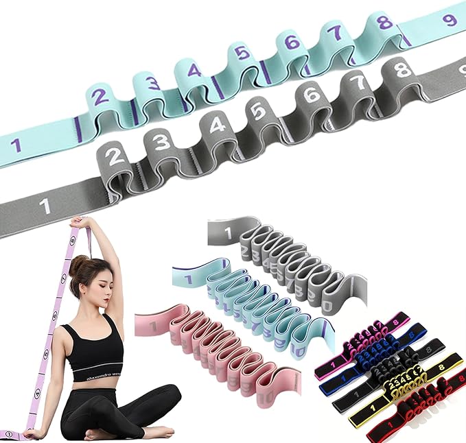 Fitness Resistance Bands with Handles, Numbered Resistance Bands for Glutes, Fitness Resistance Band for Stretching and Yoga, Adjustable Band for Seniors