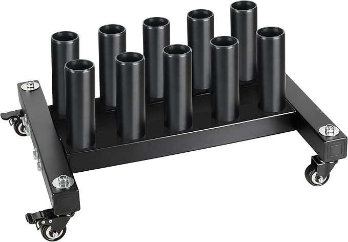 EVERYMATE Vertical Barbell Rack - Heavy-Duty Steel Organizer, Barbell Holder Floor Stand, Fits 2" Olympic Bars with Scratch-Resistant Inserts, Space-Saving for Home/Garage/Commercial Gym