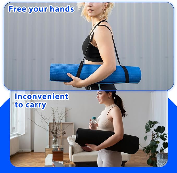 Black Yoga Mat Carrier, Multi-purpose Strap for All Mat Sizes, Easy-Cinch Yoga Mats Holder for Carrying and Organizing, Adjustable Straps Hands-Free - (Mat Not Included)
