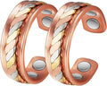 Copper Rings for Women, Pure Copper Set Three -Color Gold Woven Magnetic Ring, Copper Jewelry Present (0208 2Pcs)
