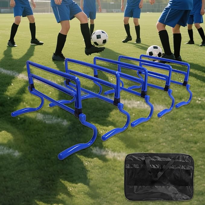 5Pcs Agility Training Hurdles Agility Speed Training Equipment Adjustable Height for Soccer Outdoor Sports Foot Exercise, Blue