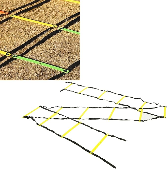 7M 14 Rung Fixed Agility Speed Ladder, Training Ladder for Soccer Football Fitness, Adjustable Length PP Agility Ladder with Non - Slip Rungs for Athletes and Coaches
