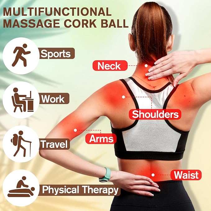 50 Pcs Cork Massage Ball 1.5 Inch Solid Hard Myofascial Release Yoga Ball for Back Foot Neck Pain Therapy Portable Tissue Muscle Release Tool for Home Office Travel