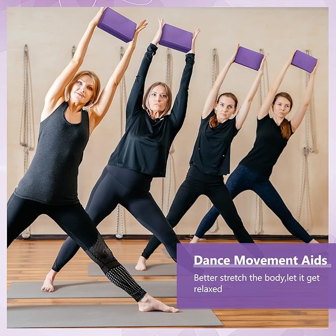 10 Pcs Yoga Blocks Eva Foam Blocks Supportive Yoga Brick Soft Non Slip Gymnastic Blocks Lightweight Dance Blocks for Stretching Accessories for Women, Pilates, Meditation (Purple)
