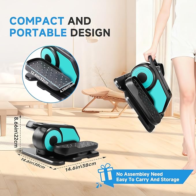 Under Desk Elliptical Machine, Leg Exerciser for Seniors Adults, Adjustable Speeds Elliptical Trainer with Remote, Quiet & Portable Mini Seated Pedal Exerciser for Home Office Use