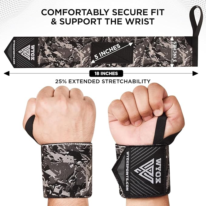 WYOX Wrist Wraps For Weight Lifting With Thumb Loop & power lifting Wrist Straps For Bench Press and Pushups Training Support and Protection Wrist Support for bodybuilding