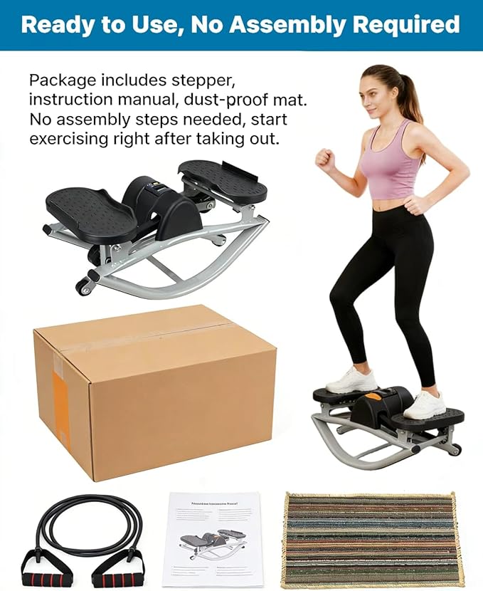 Lateral Rocking Fitness Stepper for Knees and Joints, Home Workout Machine, Portable Compact Side-to-Side Steppers for Legs, Glutes, Absz, Low-Impact Lateral Steppers