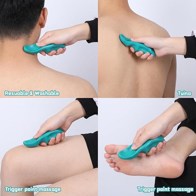 8PCS Manual Trigger Point Massage Tool Thumb Saver for Full Body Deep Tissue, with 1 Green Thumb Protector 1 3-Legged Knobs 6 Rings for Therapists Pressure Reflexology Stress Relief