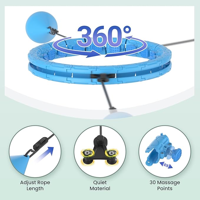 Weighted Infinity Exercise Hoop - 64in 30 Links Smart Hoop for Adult Weight Loss, Plus Size Low-Impact Fitness Hoop for Beginners & Women