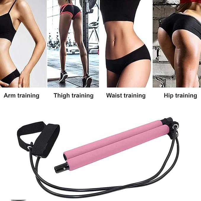 Pilates Bar Kit - Sculpting Elastic Fusion Bar Pilates Stretch Lightweight, Easy Installation Portable Workout Bars Fitness Supplies for Women, Men, Boys, Girls