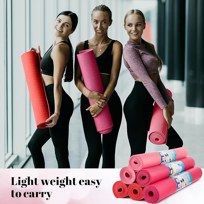 Amylove 12 Pieces Yoga Mats Bulk 68x24x0.12 Inch Exercise Non Slip Fitness Workout Mats for Women Men Home Workout Gym Yoga