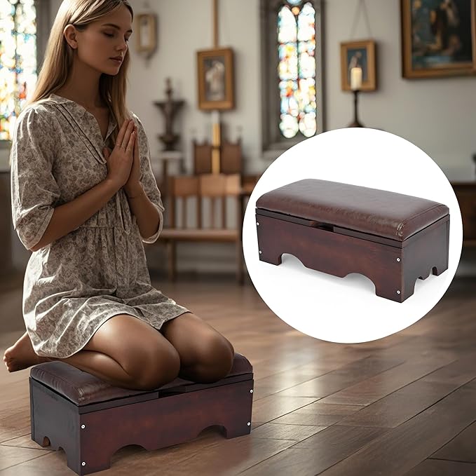 Prayer Kneeler,Prayer Bench with Storage,Kneelers for Praying with Thick Prayer Kneeling Pad for Kneeling at Home