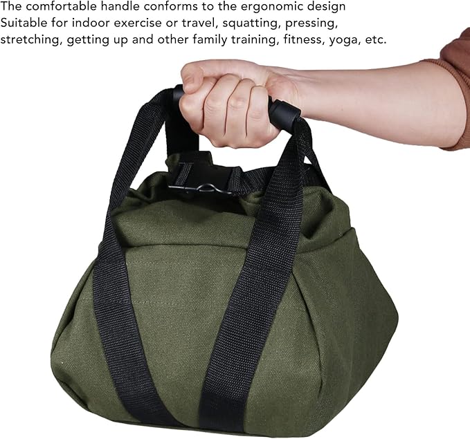 Fitness Workout Sandbag with Handles, Empty Weightlifting Training Sandbag, Durable 16oz Canvas Power Bag for Home Gym, Travel, Yoga and Strength Exercises