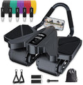 Ab Roller Home Gym Equipment – 4 Wheels Ab Wheel Muscle Roller with LCD Screen, 5Pcs Resistance Bands, Ankle Straps, Door Anchor, Handles, Travel Bag – Comfortable Elbow Support with Non-Slip Handles