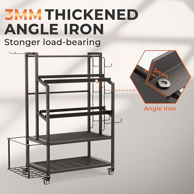 Dumbbell Rack Weight Stand - Adjustable Weight Rack for Dumbbells, Home Gym Storage Rack for Yoga Mat Foam Roller Kettlebells, Workout Equipment Storage Organizer With Wheels