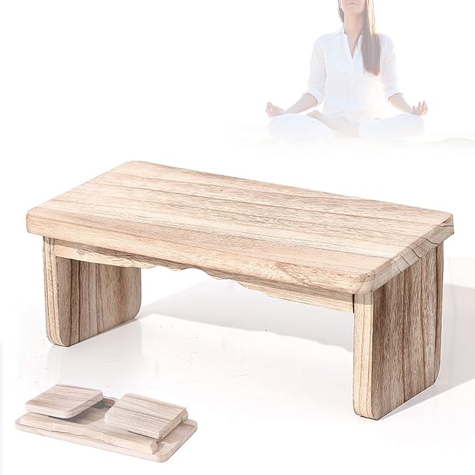Kneeling Meditation Bench - 39.5 * 19.5 * 16Cm, Foldable Ergonomic Solid Wood Yoga Bench, Ergonomic Prayer Stool, Relieve Fatigue and Build Up Body