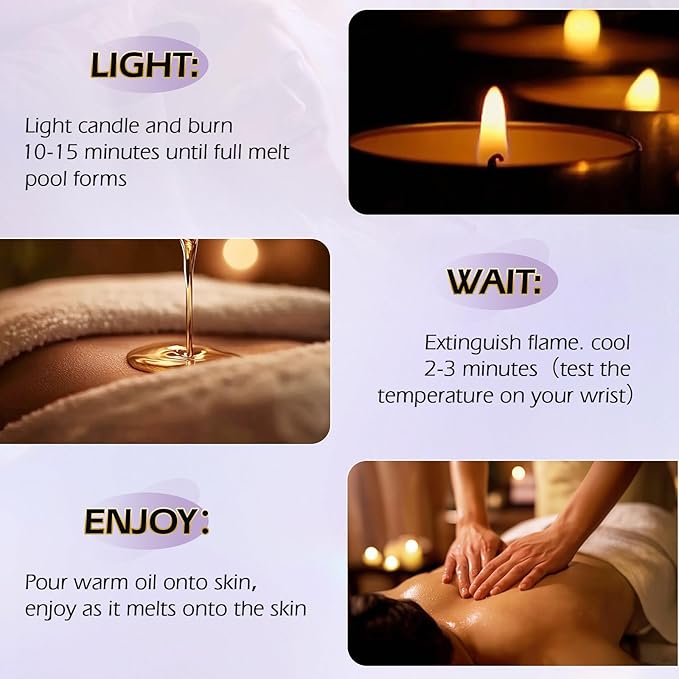 Massage Oil Candle,8.1 oz Low Temp Body Oil Candles for Massage Therapy, Moisturising Luxurious Relaxing Body Safe Soybean Wax Massage Candles for Home SPA (Lavender)