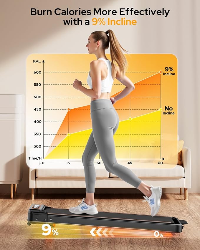 Walking Pad with 10% Incline & Handle Bar, Low Noise Walking Pad Treadmill for Home Small, Rayspace 3.5HP Treadmill with Incline, 4 in 1 Portable Compact Walking Pad with Incline/APP 350lbs