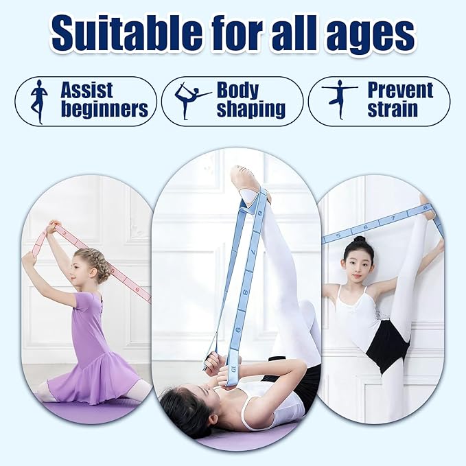 Fitness Resistance Band for Stretching and Yoga, Number Resistance Band with Handle, Adjustable Leg Stretcher Bands, Multifunction Elastic Stretch Band for Full Body Stretching Shaping