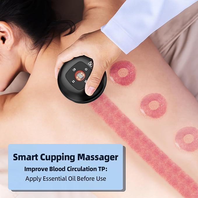 5-in-1 Cupping Kit for Massage Therapy, 12 Levels Smart Dynamic Cupping Set with Red Ligh-t Therapy&Heat Penetrates for Targeted Pain Relief, Knots, Aches, Muscle Soreness - 2Pcs(Black&Black)
