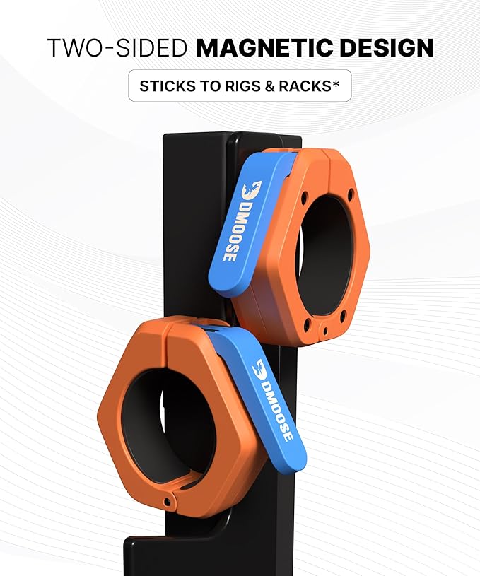 DMoose Fitness Barbell Clips 2 Inch (Pair) - Quick Release Olympic Barbell Clamps & Collars with Anti Slip TPR Grip for Secure Weightlifting and Powerlifting - Weight Clips for Bars at Home or Gym