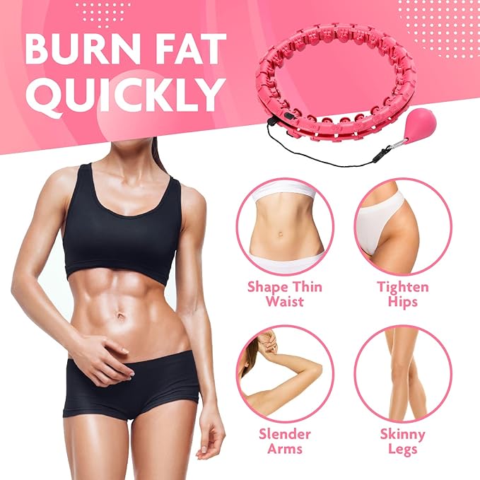 Hula Hoop Fitness Gear w/Counter - Abs Workout, Weight Loss & Burn Fat (Smart Weighted Hula Hoops, Stomach Exercises)